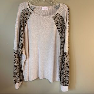 Pink Lily Cream and Brown Patterned Shirt